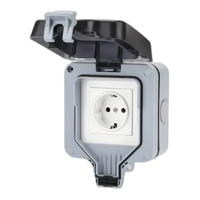 Udendørs vægstik med dæksel IP66 El-stik 16A 250V Grey