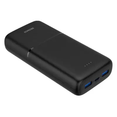 DELTACO PB-C1008 - Powerbank - 20000 mAh - 74 Wh - 20 Watt - PD - 3 output-stikforbindelser (2 x USB, USB-C) - sort