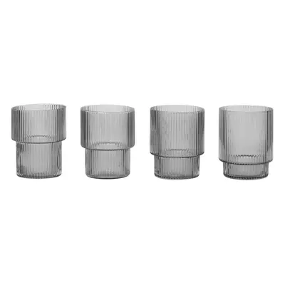Ferm Living Ripple glas 4 stk smoked grey