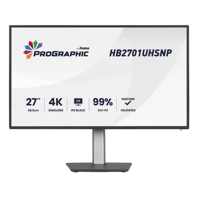 Iiyama ProGraphic HB2701UHSNP-B1 27" IPS Black 2.0 3840 x 2160 (4K) HDMI DisplayPort USB-C 60Hz Dockingskærm