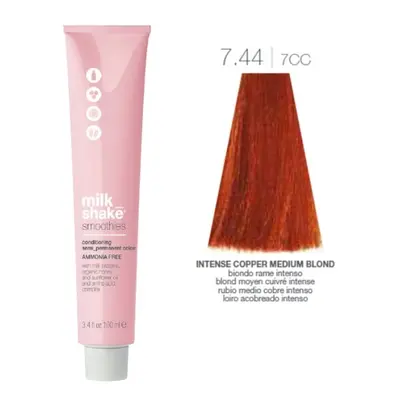 Milk Shake , Smoothies, Ammonia-Free, Semi-Permanent Hair Dye, 7.447CC Intense Copper Medium Blond, 100 ml For Women