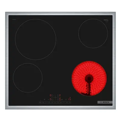 Bosch Serie | 6 PKE645FP2E - Keramisk kogeplade - 4 plader - Niche - bredde: 56 cm - dybde: 49 cm - med rustfri stålbeklædning -