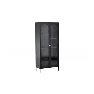 Lima Vitrineskab 80x180 cm med 2 låger og 4 hylder - glas og sort stål