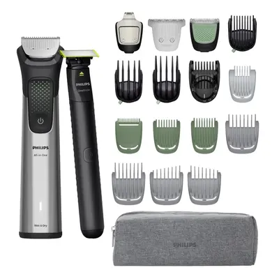 Philips Series 9000 MG9557/15 multifunktionel hårtrimmer + Philips One Blade Face 1 stk.