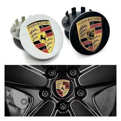 Porsche Centerkapsler til Bil Fælge - 4-pak - 76 mm Silver
