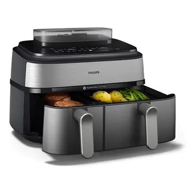 Philips Series 5000 NA555 - Dobbelt varmluftssteger - 9 liter - 2.75 kW - sølv