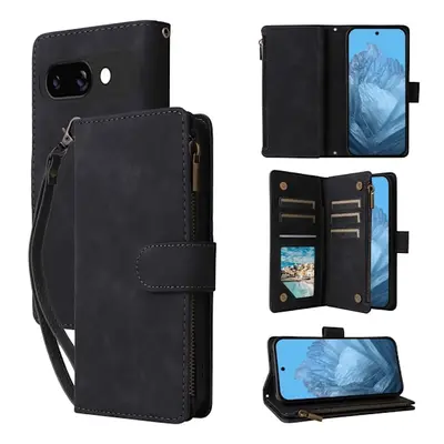 SKALO Google Pixel 9a Zipper PU-læder Flip Cover - Sort