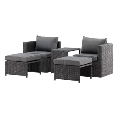 Quad loungesæt 5 dele sort