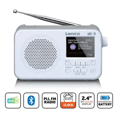 Lenco - Bærbar DAB+ FM-radio med Bluetooth® 2,4" TFT-skærm Hvid - PDR-036WH