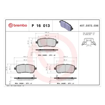 BREMBO Bremseklodser p16013 for DAIHATSU FORD (CHANGAN) FORD MAZDA MITSUBISHI SUZUKI PROTON CHANGAN MAZDA (CHANGAN) HONDA (DONGF