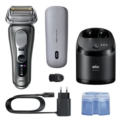Braun Series 9 Pro+ 9675cc, Folie shaver, Grå, Sølv, Rustfrit stål, Knapper, LED, Vekselstrøm/batteri
