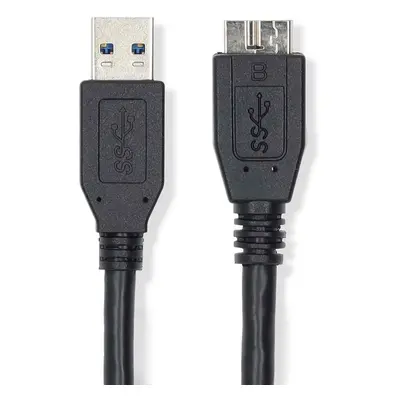 Nedis USB-kabel | USB 3.2 Gen 1 | USB-A Han | USB Micro-B han | 18 W | 5 Gbps | Nikkelplateret | 0.50 m | Runde | PVC | Sort | L