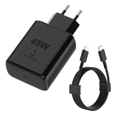 45W USB-C GaN Hurtigoplader med 1m Kabel til Samsung, iPhone, iPad & Android Sort