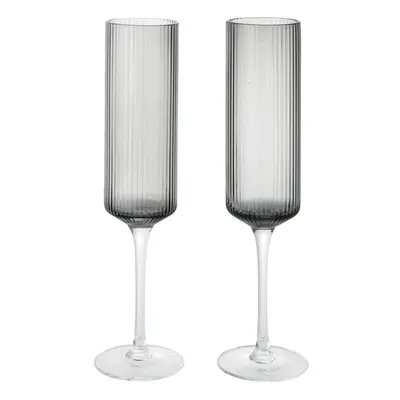Ferm Living Ripple Champagne flutes champagneglas 15 cl 2-pak Smoked Grey