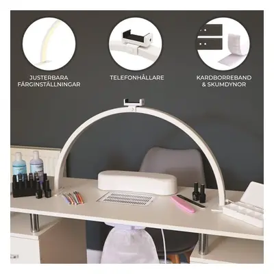 LED Manicure Lampe - MONSTERSHOP - 75 cm - Halvmåne Design - 3 Lysstyrker