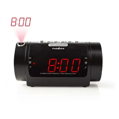 Nedis - Digital vækkeur Radio | LED Display | Tidsprojektion | AM / FM | Snooze funktion | Sleep timer | Antal alarmer: 2 | Sort