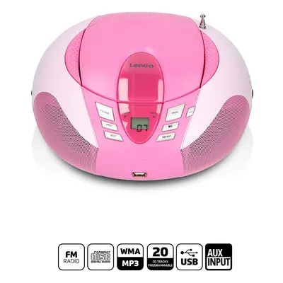 Lenco - Bærbar FM-radio CD- og USB-afspiller Pink - SCD-37 USBPINK
