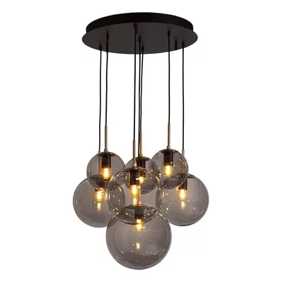 Laura hængelampe, Ø 54 cm, 7 lyskilder, røggrå By Rydéns - Stue - Moderne - Glas - Med flere lyskilder