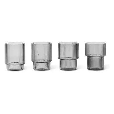 Ferm Living Ripple glas small 6 cl 4-pak Smoked grey