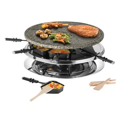 UNOLD RACLETTE 48726 Multi 4 in 1 - Raclette/fondue/grill/hot stone - 1.3 kW - rustfrit stål/sort