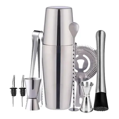Cocktailsæt Dobbelt shaker 750ml Rustfrit stål Sølv 10 dele