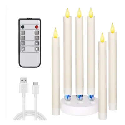Genopladelige LED stearinlys HC-022S med fjernbetjening, 6-pak, varm hvid