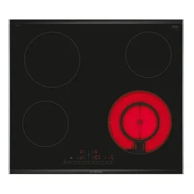 Bosch Serie | 6 PKF675FP2E - Keramisk kogeplade - 4 plader - Niche - bredde: 56 cm - dybde: 49 cm - med rustfrit stål-pynt - sor