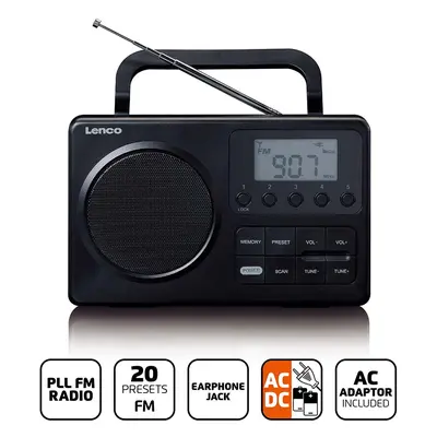 Lenco - MPR-035BK Kompakt bærbar FM-radio med LCD-skærm Sort - MPR-035BK