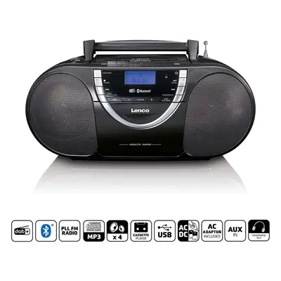 Lenco - Bærbar DAB+- og FM-radio med cd-kassette og Bluetooth Sort - SCD-6900BK