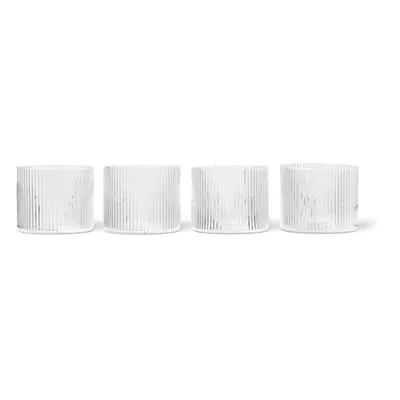Ferm Living Ripple glas lavt 4-pak Clear
