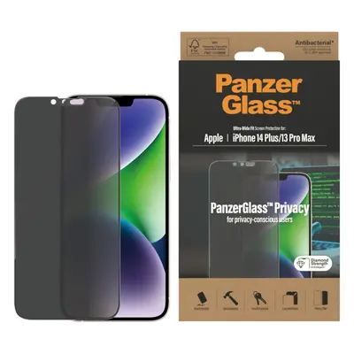 PanzerGlass Privacy-skærmbeskytter, iPhone 14 Plus / 13 Pro Max, sort ramme