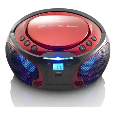 Lenco - SCD-550RD bærbar FM-radio CD / MP3 / USB / Bluetooth-afspiller® med LED-belysning rød - SCD-550RD