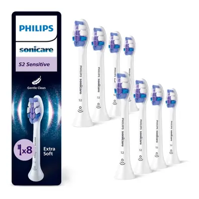 Philips Sensitive HX6058/87 Pakke med 8 børstehoveder, 8 stk, Hvid, 3 måned(er), Ekstra blød, Tyskland, Philips