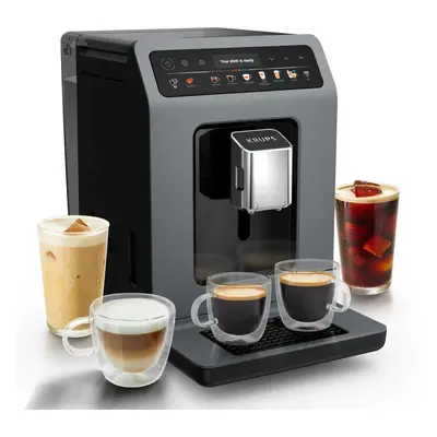 Krups Evidence Hot & Cold EA898GF0, Espressomaskine, 2,5 L, Kaffebønner, Indbygget kværn, 1450 W, Sort, Grå