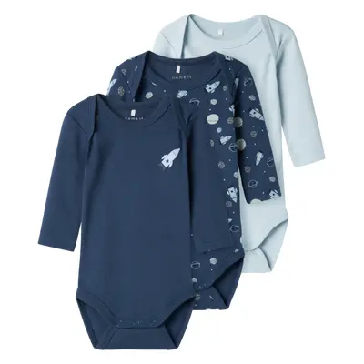Name It 3pak Bodystocking i Space blå til baby