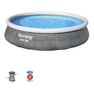Bestway Fast Set 57376, 7340 L, Oppustelig pool, Voksen & barn, Grå, 18,7 kg