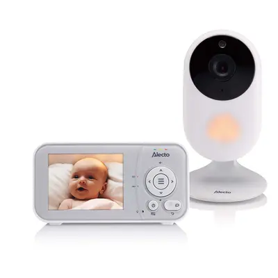 Alecto - Babyalarm med kamera med 2,8 tommer skærm - Nattesyn, temperaturvisning og op til 19 timers standbytid Hvid/grå - DVM20