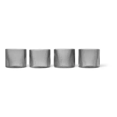 Ferm Living Ripple glas lavt 4-pak Smoked Grey