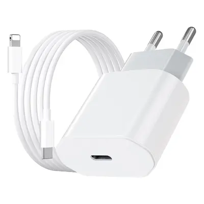 iPhone Hurtigoplader USB-C PD 3.0. 20W Strømadapter + Kabel
