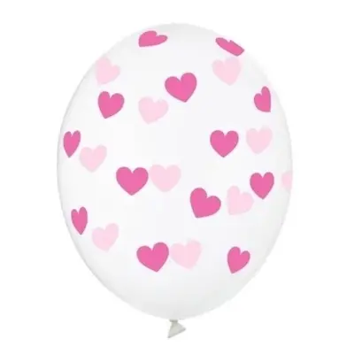 Krystal-klare hjerteballoner 30 cm (6 stk.)