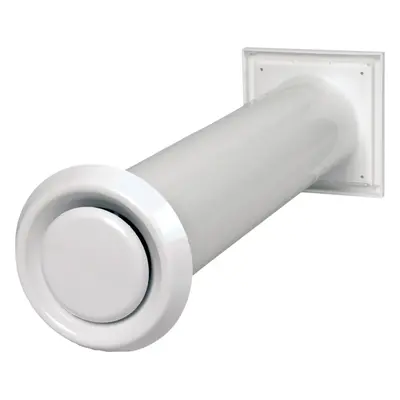 Duka murventil type 100 - Aluminium, Hvid, Ø100 mm, 480 mm