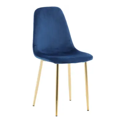 Polar spisestuestol velour blå, messing dekor