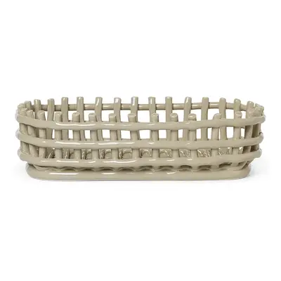 Ferm Living Ceramic flettet kurv oval 15x30 cm Cashmere