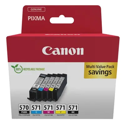 Canon PGI-570/CLI-571 PGBK/BK/C/M/Y Multi Pack - 5 pakker - pigmenteret sort, sort, gul, cyan, magenta - original - boks - blækb