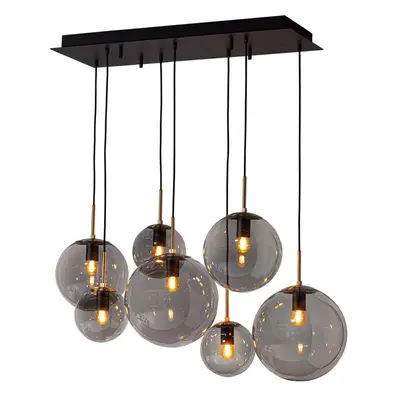 Laura hængelampe, længde 86 cm, 7 lyskilder, røggrå By Rydéns - Stue - Moderne - Glas - Med flere lyskilder