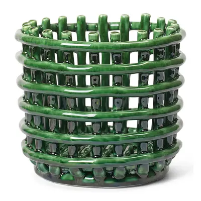 Ferm Living Ceramic flettet kurv Ø16 cm Emerald Green