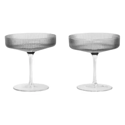Ferm Living Ripple champagneglas 2-pak smoked grey