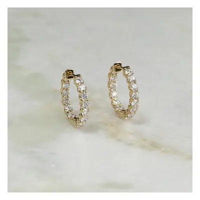 DOUBLE SET SHARED PRONG DIAMOND CREOL EARRING - 2.8ct - YG - Øreringe - Sisi Copenhagen