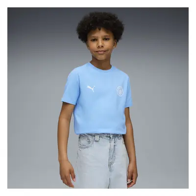 PUMA Manchester City FtblEssentials Tee Youth, Clothing, Light Blue/White, 5-6Y